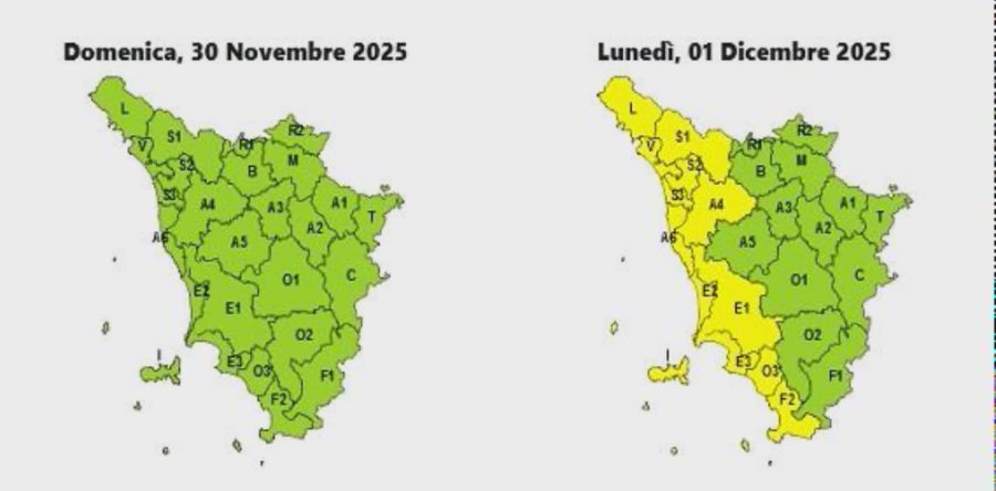 Lunedì codice giallo per pioggia e temporali sulla costa
